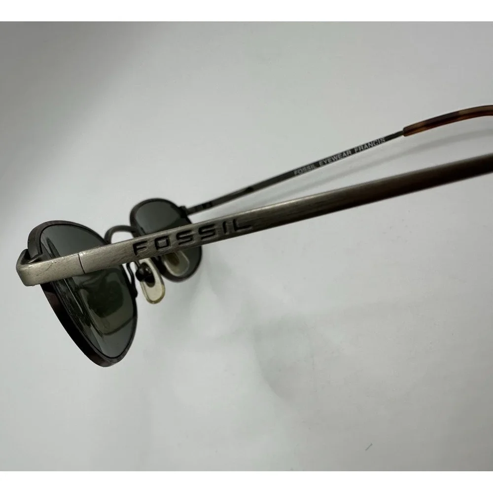 VTG Fossil Francis Oval Sunglasses Tortoiseshell Green Lenses‎ Y2K